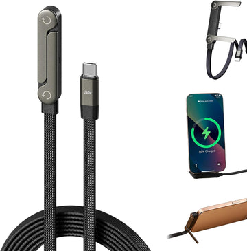 Sideways Phone Charger, 2 in 1 Invisible Holder Charger Cable, 240W